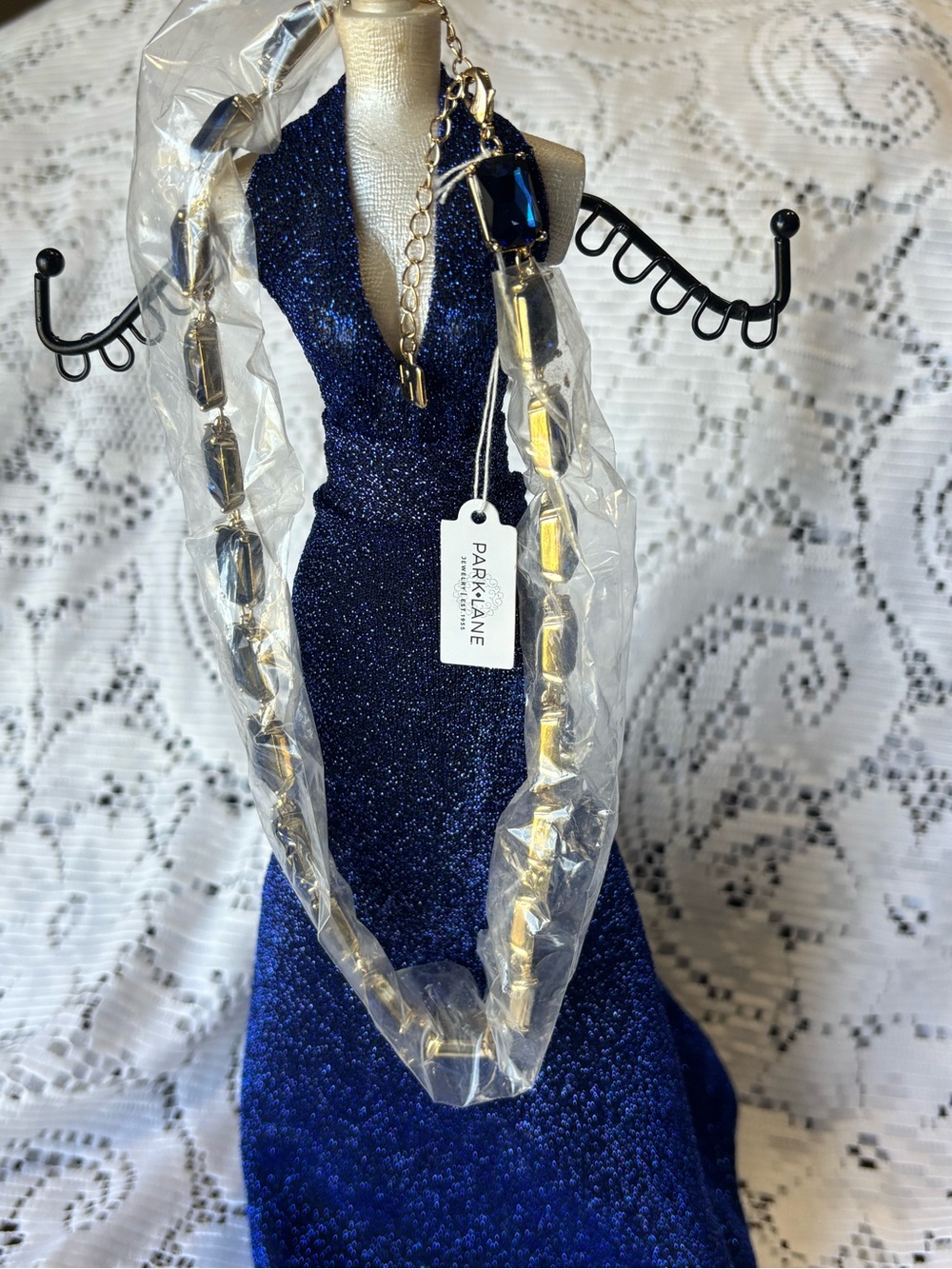 Park Lane Noble Retired Royal Blue Crystal Link Necklace Statement - Picture 4 of 11